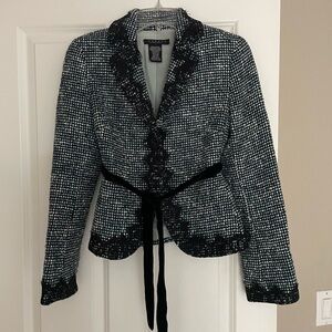 Laundry By Shelli Segal Black, white, aqua Tweed Blazer